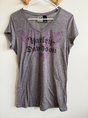 Harley Davidson USA Bling rhineston lightweight vneck Tee